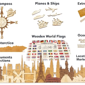 Wooden World map wall decoration - geographical, very detailed, perfect gift for travelers,anniversary - no duty/tax image 3
