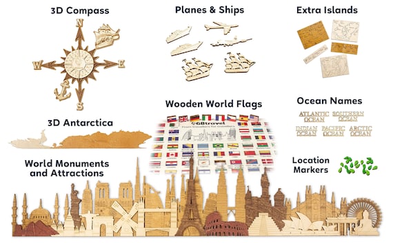 Accessories for the Wooden World Map - 68travel
