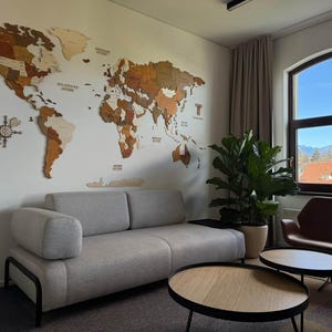 Wooden World map wall decoration - geographical, very detailed, perfect gift for travelers,anniversary - no duty/tax image 4