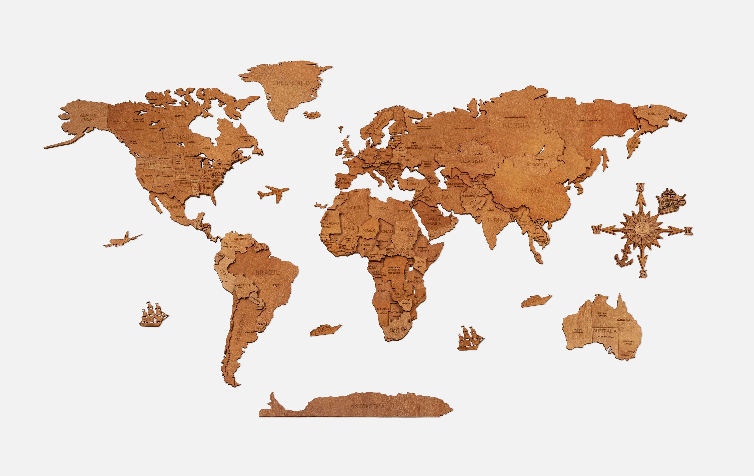 TEAK Wood World Map Wall Art Wedding Anniversary Gift 3D Etsy UK