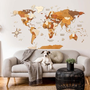 Wooden World map wall decoration - geographical, very detailed, perfect gift for travelers,anniversary - no duty/tax image 12