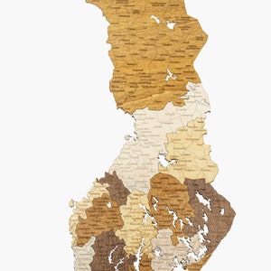 Wooden Map of Finland large multicolour 3D wall decoration art for your room, hall, office, living room or cottage image 2