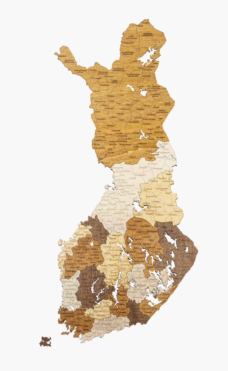 Wooden Map of Finland large multicolour 3D wall decoration art for your room, hall, office, living room or cottage image 2