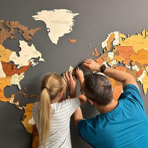 Wooden World map wall decoration - geographical, very detailed, perfect gift for travelers,anniversary - no duty/tax image 19