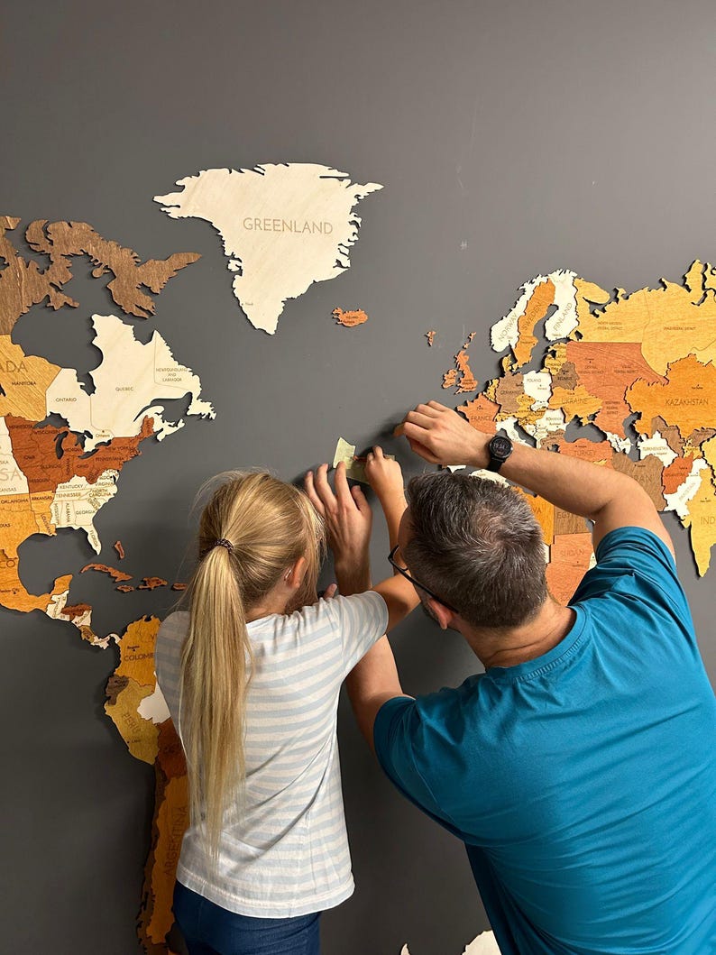 Wooden World map wall decoration - geographical, very detailed, perfect gift for travelers,anniversary - no duty/tax image 19