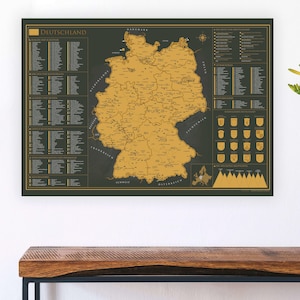 Mappa da grattare della Germania formato A1 (84,1 cm x 59,4 cm) 410 punti da grattare