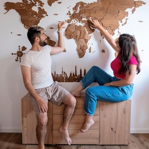 Wooden World map wall decoration - geographical, very detailed, perfect gift for travelers,anniversary - no duty/tax image 20
