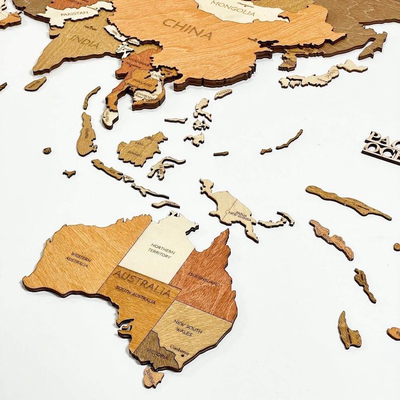 Wooden World map wall decoration - geographical, very detailed, perfect gift for travelers,anniversary - no duty/tax image 18