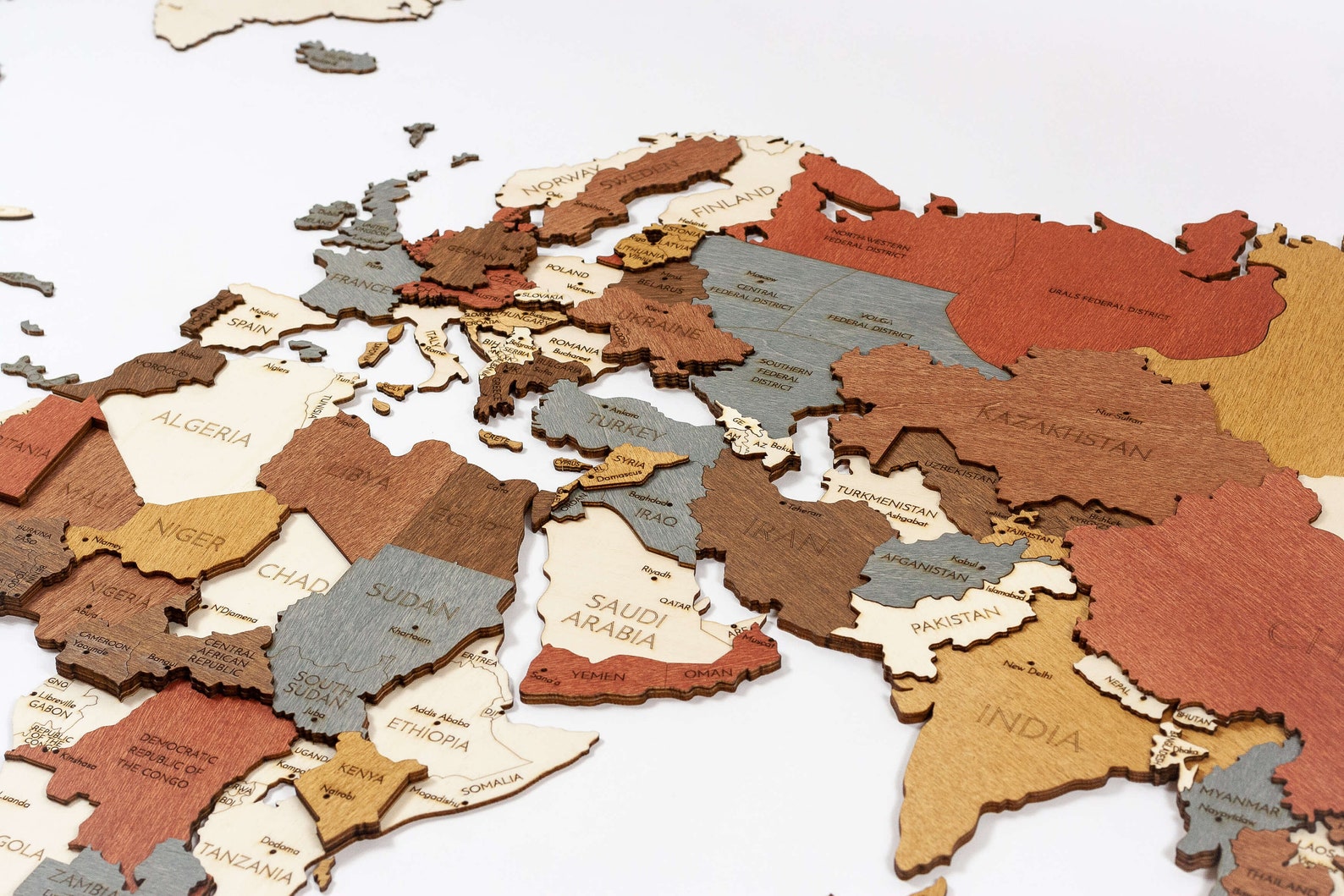 Wooden World Map Wall Decoration Industrial Edition No Etsy