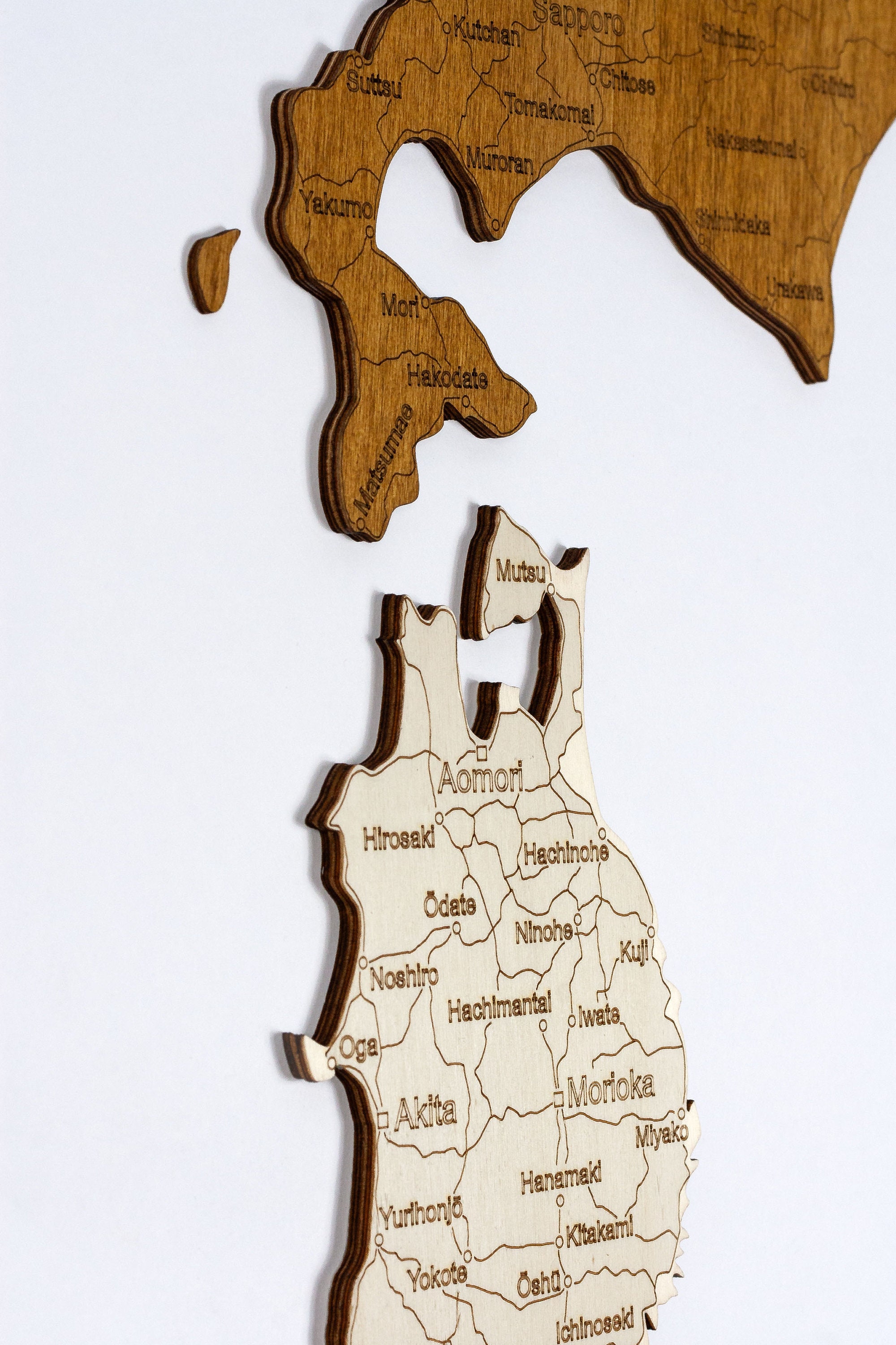 Custom 3d wooden map of Kasai District,Hokkaido,Japan