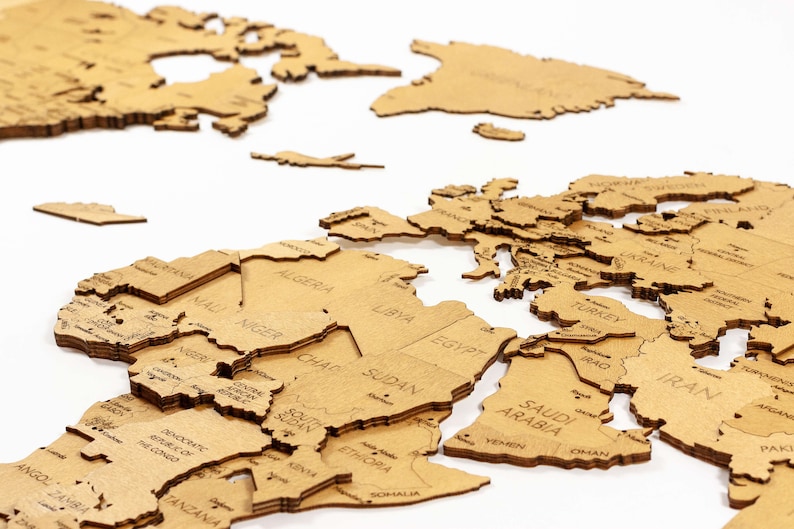 Carte du monde en bois art mural édition OAK pas de droits - Etsy France