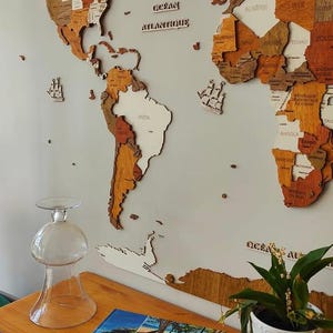 Wooden World map wall decoration - geographical, very detailed, perfect gift for travelers,anniversary - no duty/tax image 5