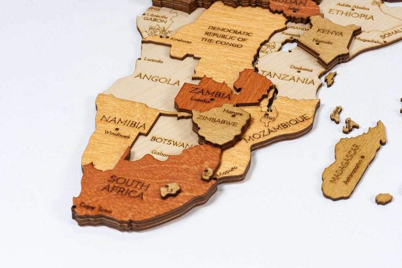 Wooden World map wall decoration - geographical, very detailed, perfect gift for travelers,anniversary - no duty/tax image 11