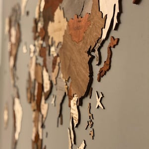Wooden World map wall decoration - geographical, very detailed, perfect gift for travelers,anniversary - no duty/tax image 6