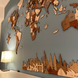 Wooden World map wall decoration - geographical, very detailed, perfect gift for travelers,anniversary - no duty/tax image 13