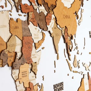 Wooden World map wall decoration - geographical, very detailed, perfect gift for travelers,anniversary - no duty/tax image 16