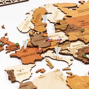 Wooden World map wall decoration - geographical, very detailed, perfect gift for travelers,anniversary - no duty/tax image 10