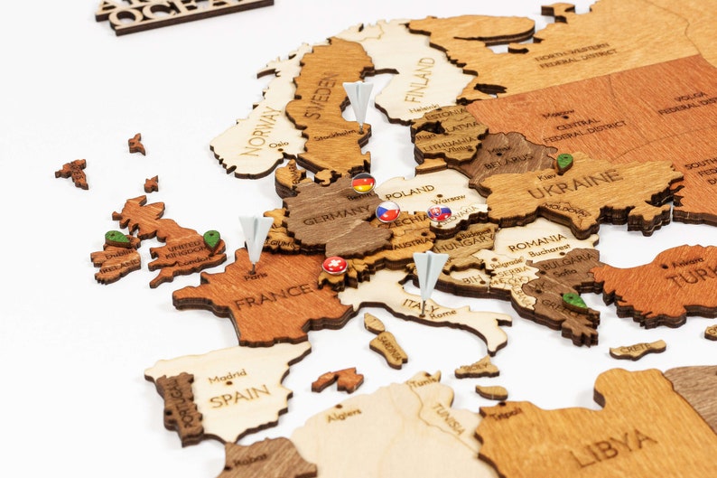 Wooden World map wall decoration - geographical, very detailed, perfect gift for travelers,anniversary - no duty/tax image 10