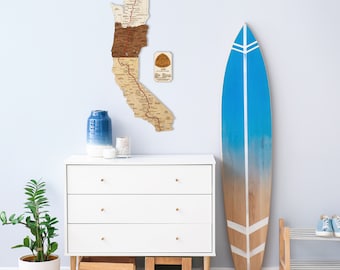 Mapa de madera del Pacific Crest Trail (PCT) + placa conmemorativa personalizada - con ruta de senderismo insertada - arte decorativo de pared único para su hogar y oficina