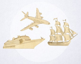 Wooden Ships, Sailing boats and Aeroplanes - handmade wooden decoration
