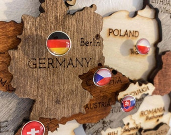 Country Flags Push Pins - mark places you have visited or would like to visit one day