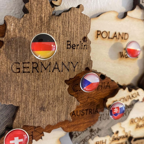Country Flags Push Pins - mark places you have visited or would like to visit one day