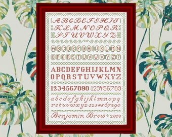 Glorious Green Alphabet Cross Stitch Sampler (PDF Pattern)