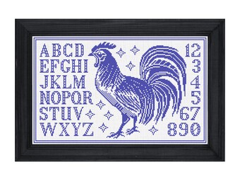 Cockerel Cross Stitch Sampler: 19th Century Mexican Design