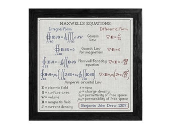 Maxwell's Equations Cross Stitch Pattern: Physics Science Sampler