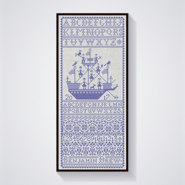 Schiffsbande Sampler: Kreuzstichmuster aus dem 17th Century