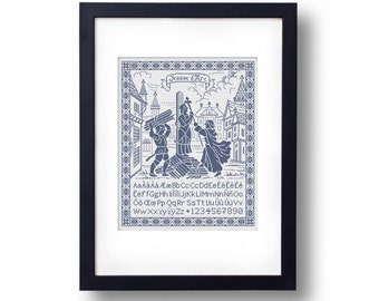 Jeanne d'Arc Cross Stitch Pattern: French Alphabet Sampler (PDF Pattern)