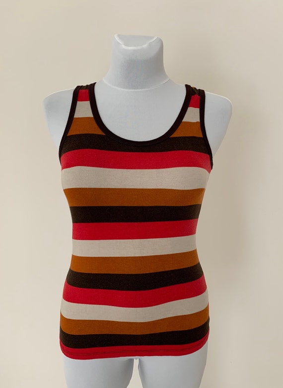 Vintage Striped sleeveless blouse Open back top B… - image 6