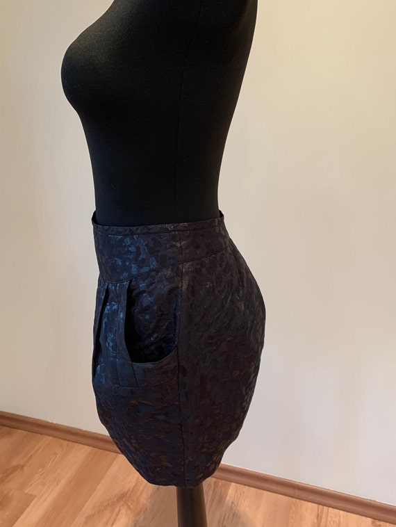 Black mini metallic skirt Cocktail skirt Vintage … - image 10