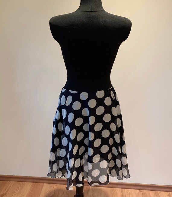 Black and White Polka Dot Vintage Skirt Light Nat… - image 3