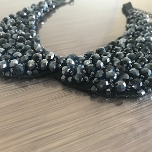 Detachable Collar necklace Blue collar choker Large collar necklace Blue False Collar Beaded bib collar Detachable beaded collar