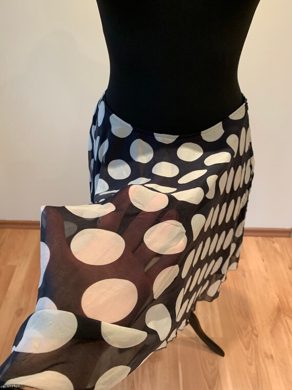 Black and White Polka Dot Vintage Skirt Light Nat… - image 6