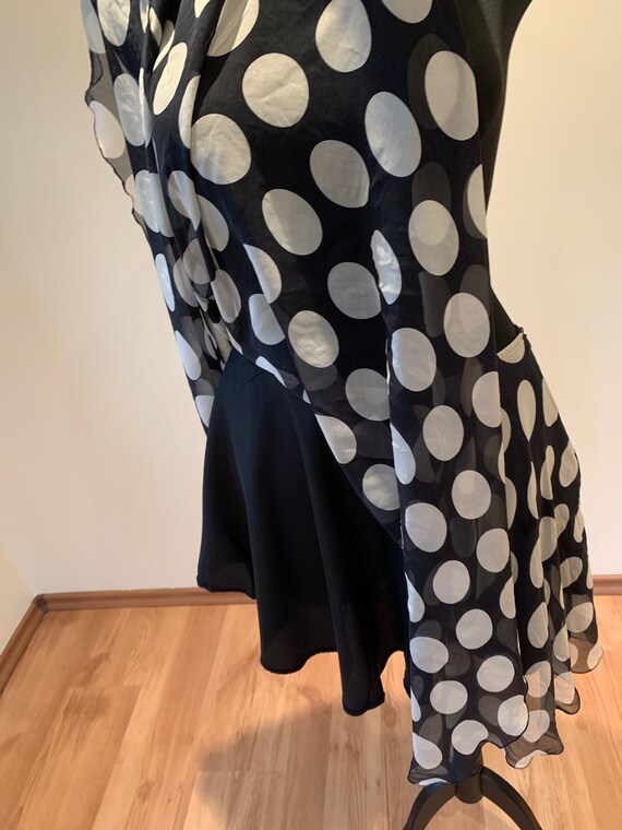 Black and White Polka Dot Vintage Skirt Light Nat… - image 7