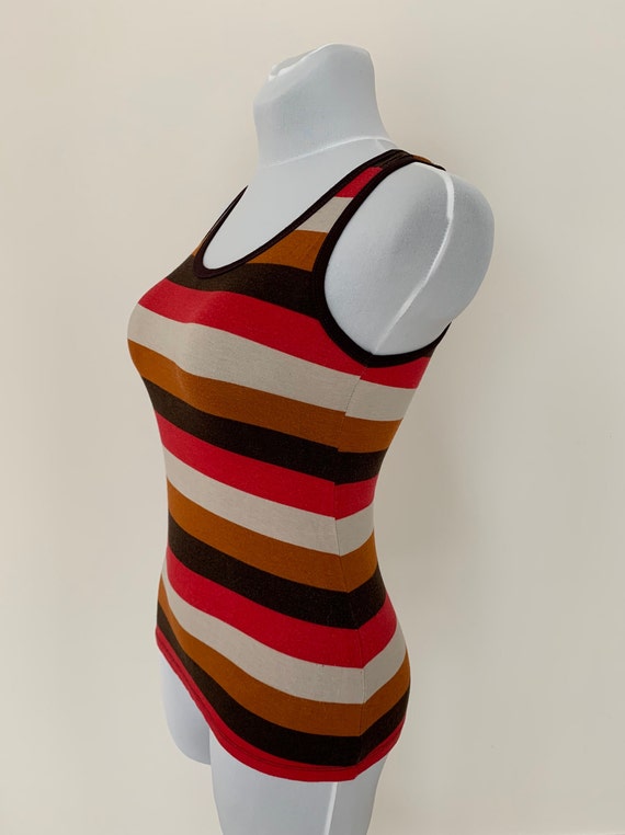Vintage Striped sleeveless blouse Open back top B… - image 3