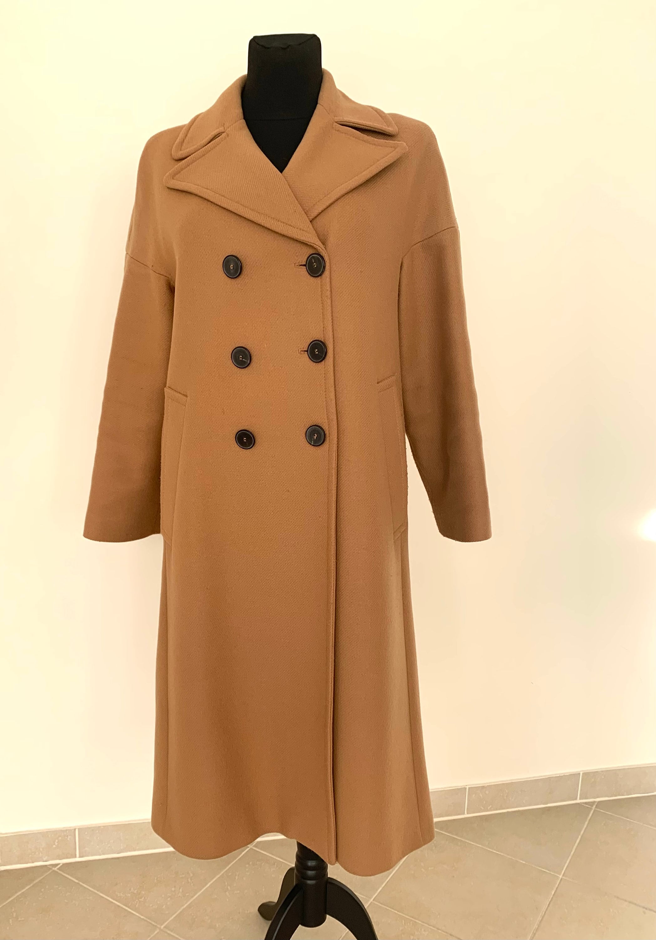 Double breasted camel coat cheap zara