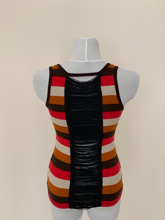 Vintage Striped sleeveless blouse Open back top B… - image 5