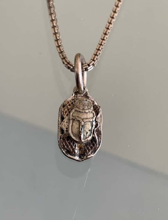 Vintage Sterling Silver 875  Scarab necklace Egypt