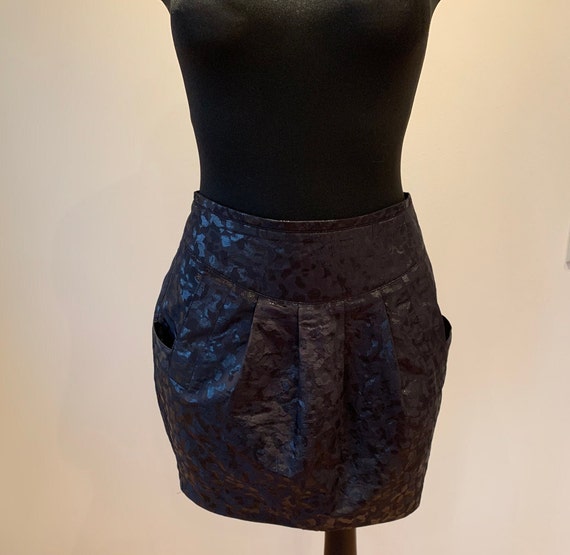 Black mini metallic skirt Cocktail skirt Vintage … - image 5