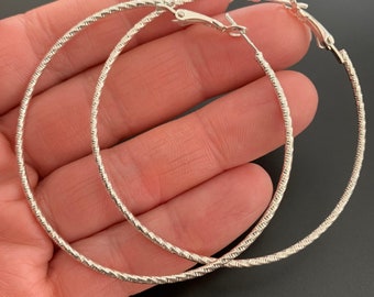 Large Silver hoop earrings pierced Bold Thin Hoop Earrings Runway fashion hoops