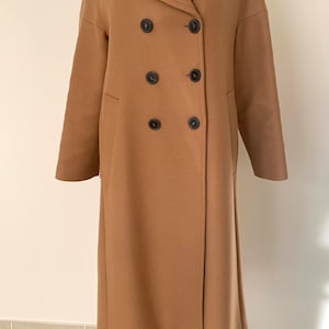 Lana Wool Coat Vintage Camel Coat Zara Coat Loose Silhouette Coat Autumn Brown Coat Size M Double breasted Coat Etsy
