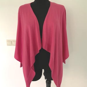 Lightweight Hot Pink Knitted Cardigan – Open Front Wrap Sweater, Cropped, Size M (EU 38 / US 8-10)