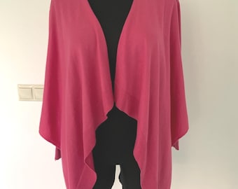 Lightweight Hot Pink Knitted Cardigan – Open Front Wrap Sweater, Cropped, Size M (EU 38 / US 8-10)