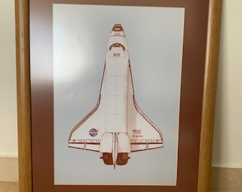 Framed NASA Atlantis Space Shuttle Poster – Large Art Print Rocket poster with UV Protection Glass in frame, 45x56 cm