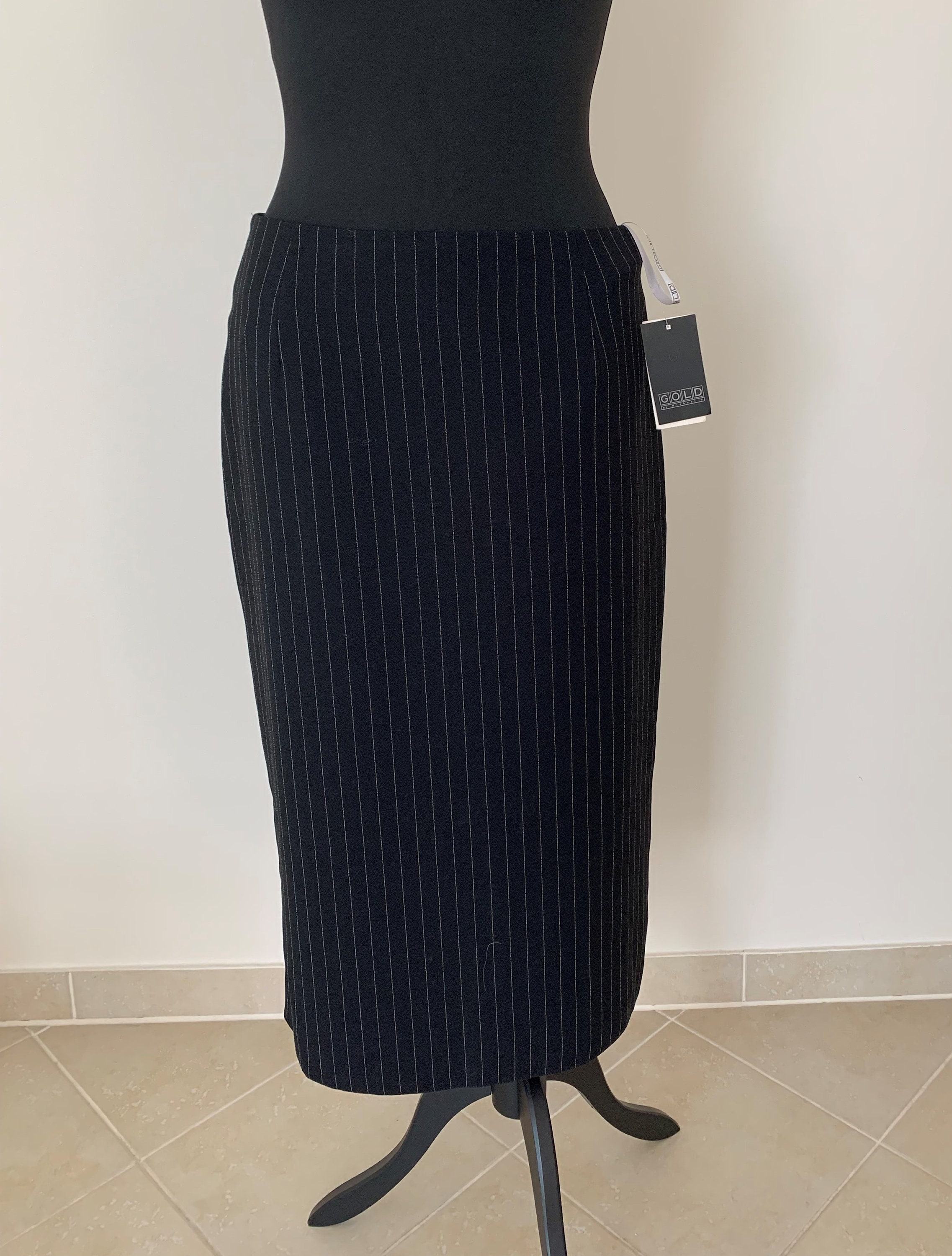 Jupe Vintage Rayée Noire Et Or Taille 2-4 - Modèle Pencil En Excellent état