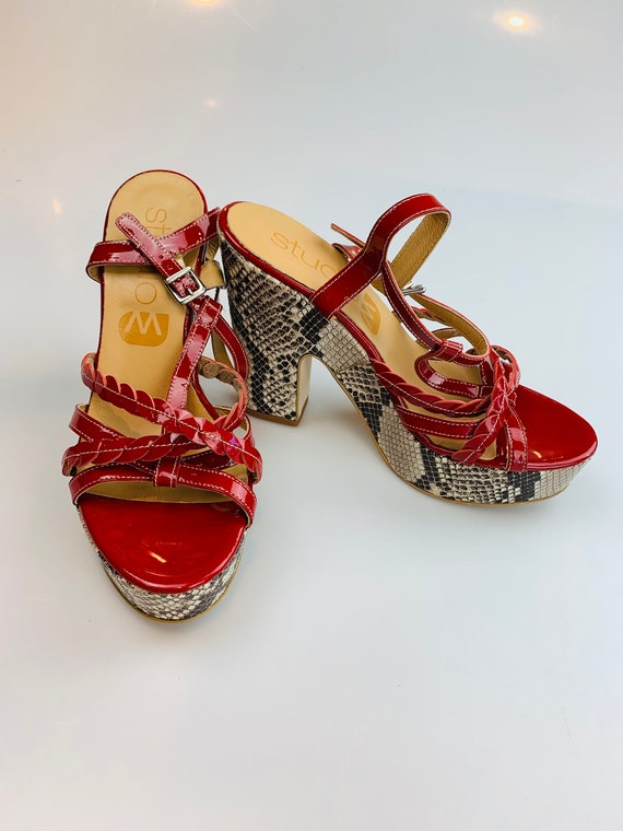 Sandales Max Studio à Talons Hauts - Imitation Serpent - Taille 10M - Occasion Excellent état
