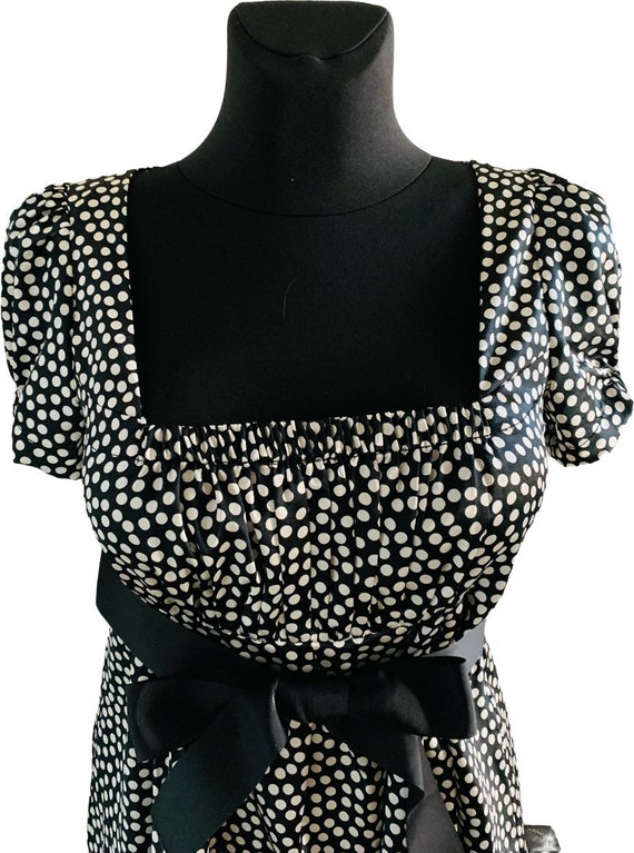Vintage White & Black Polka Dot blouse Top with R… - image 2